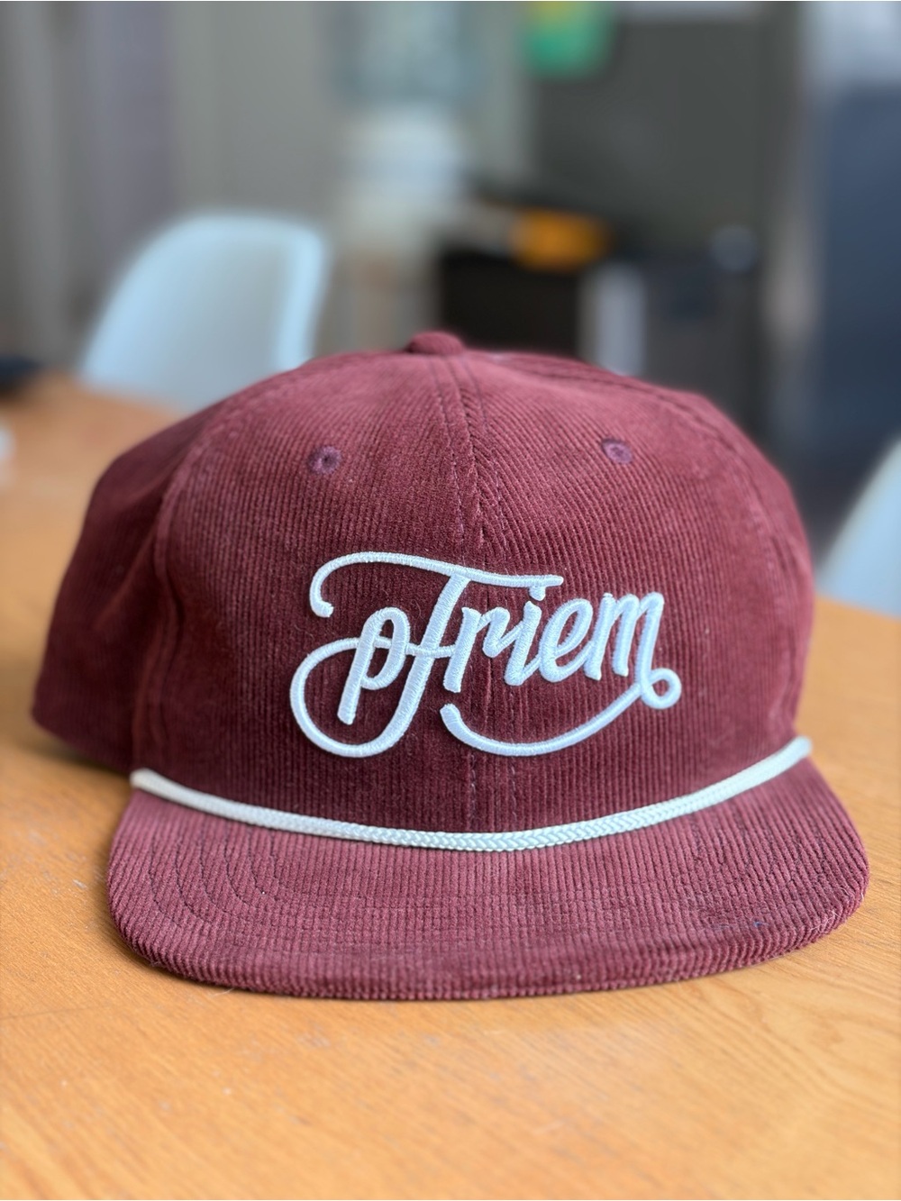 Pfriem Brewery Maroon Corduroy Rope-Trim Snapback
